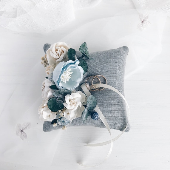 Ring Bearer Pillow Elegant Rustic Wedding Decor Grey Wedding Etsy