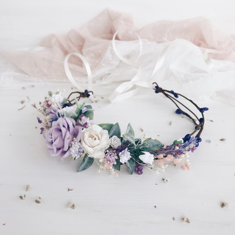 Flower crown Lavender Flower crown Wedding flower crown Etsy