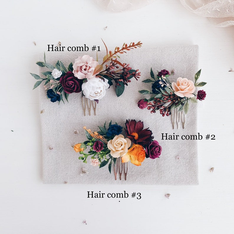 Flower Hair comb Orange flower hair comb Wedding flower hair Etsy