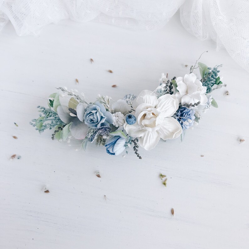 Bridal hair clip Flower hair comb Wedding headpiece Blue hair piece