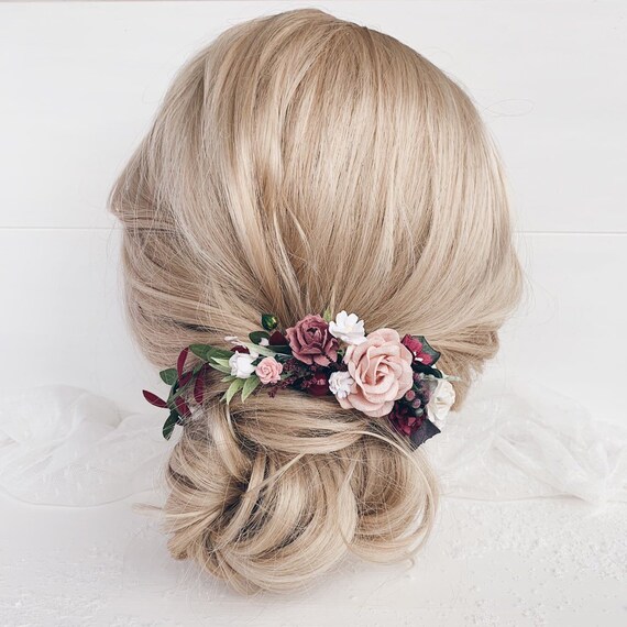 Flower Hair Piece Dusty Rose Flower Hair Clip Flower Hair Etsy
