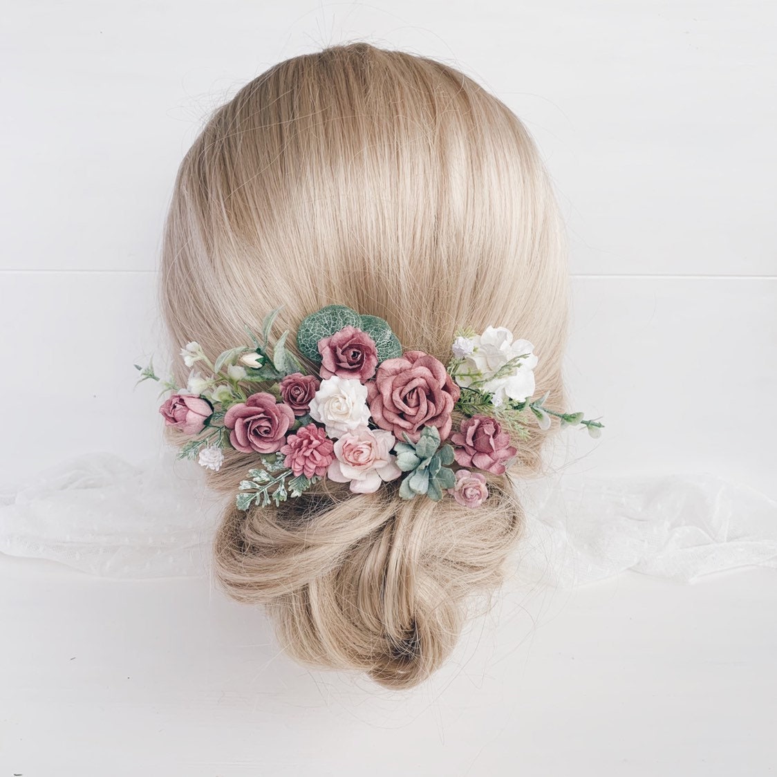 Flower hair pins Mauve Flower hair pins Dusty rose Flower Etsy