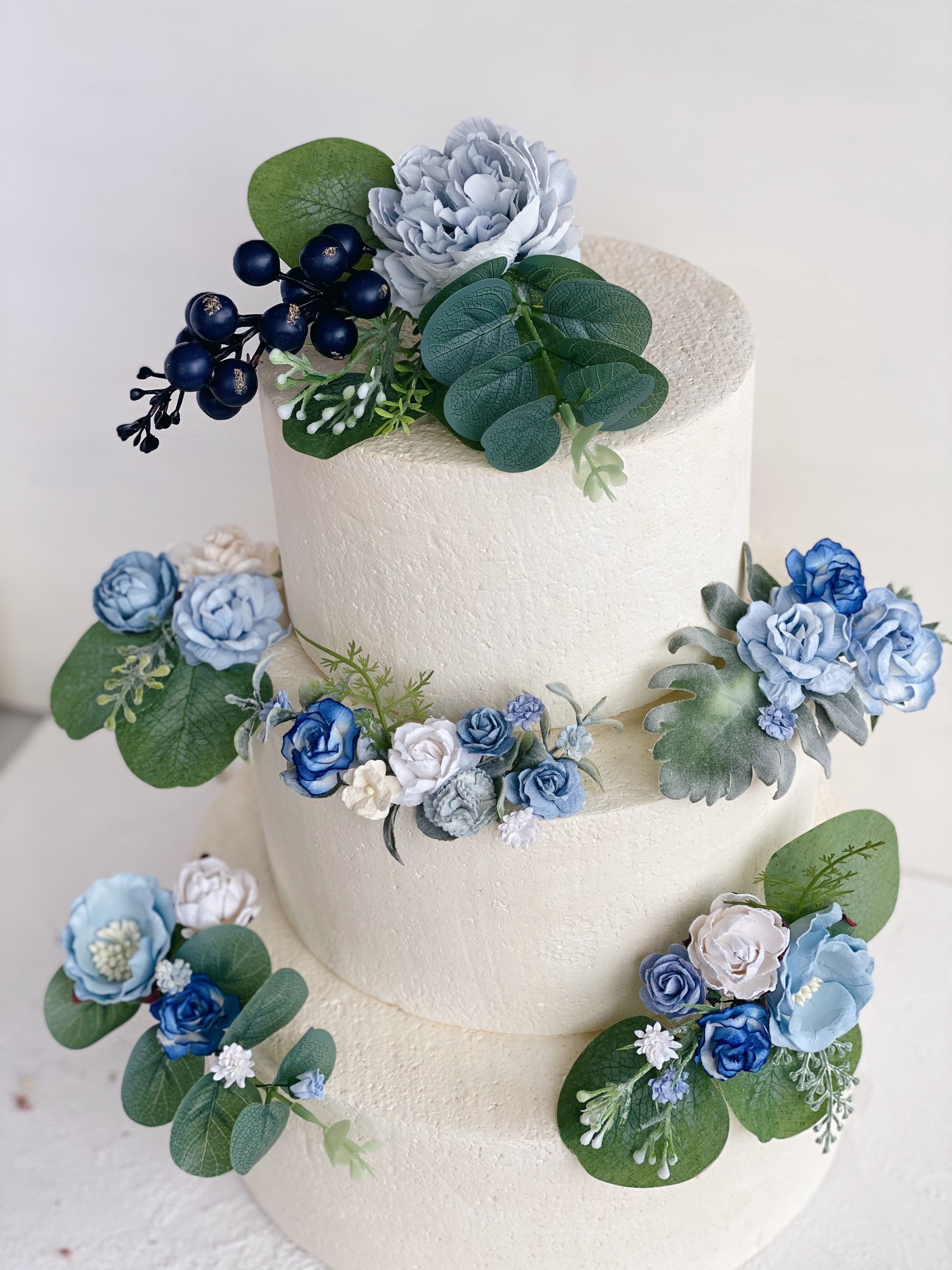 Wedding cake topper with flowers Blue Flower cake topper | Etsy