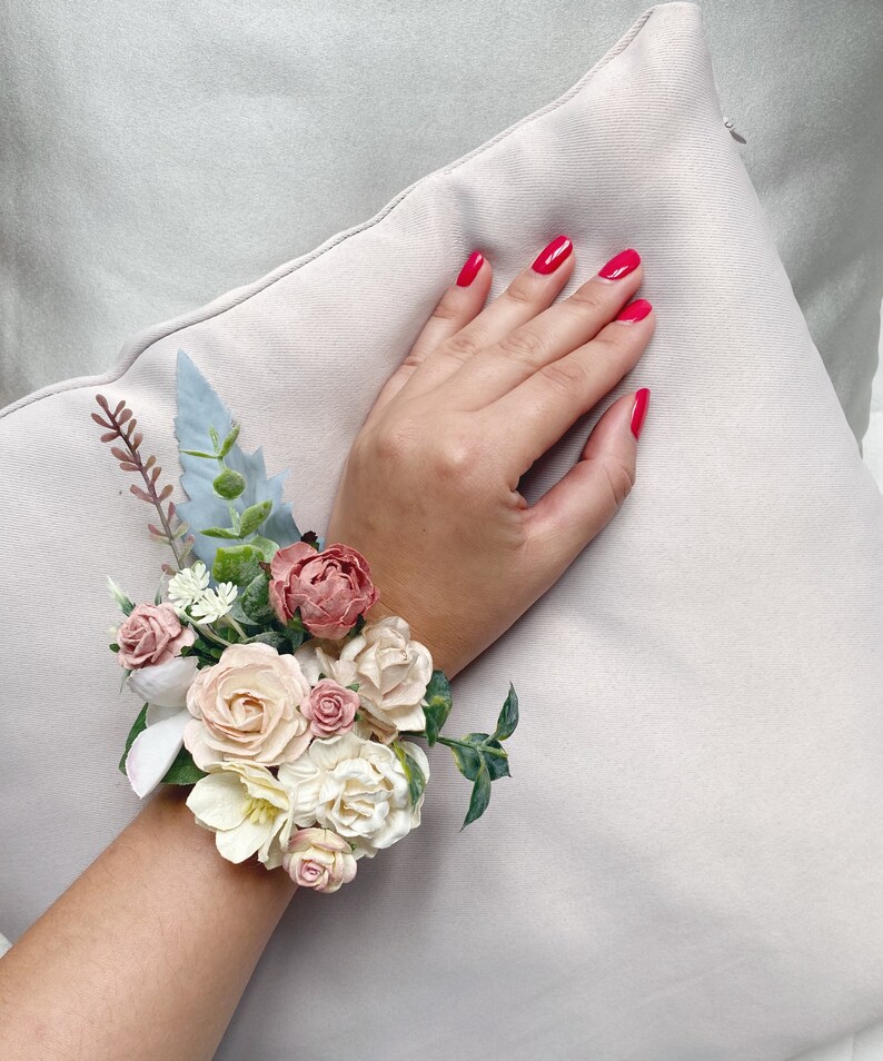 Wrist corsage Dusty rose Wrist corsage Wedding corsage Etsy