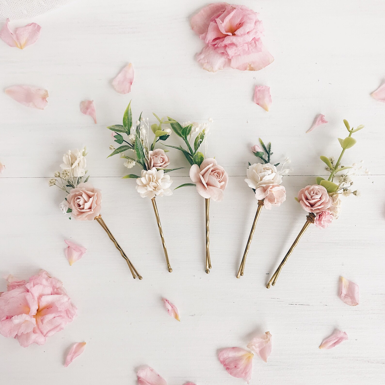 Flower hair pins Blush flower hair pins Wedding flower hair Etsy