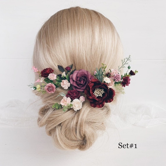 Flower hair pins Wedding hair pieces Bridesmaids for hair Bridal hair flower comb Flower hair clip White floral for hair