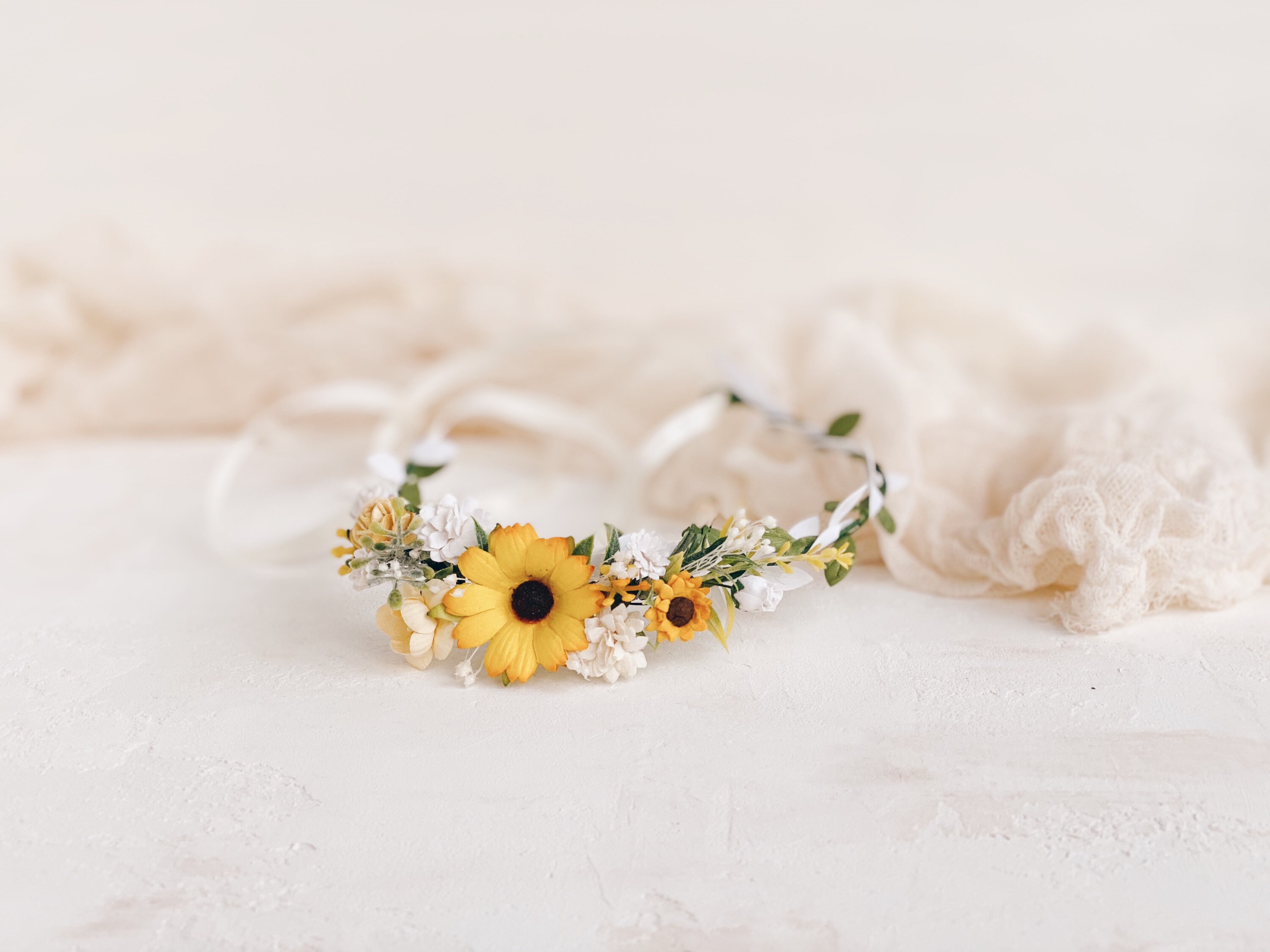 Flower girl crown Sunflower girl crown Sunflower crown | Etsy