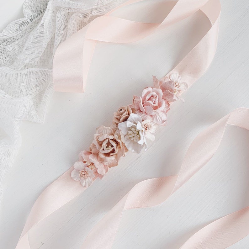 Flower Sash Belt Bridal Sash Belt Flower Girl Dress Blush Etsy