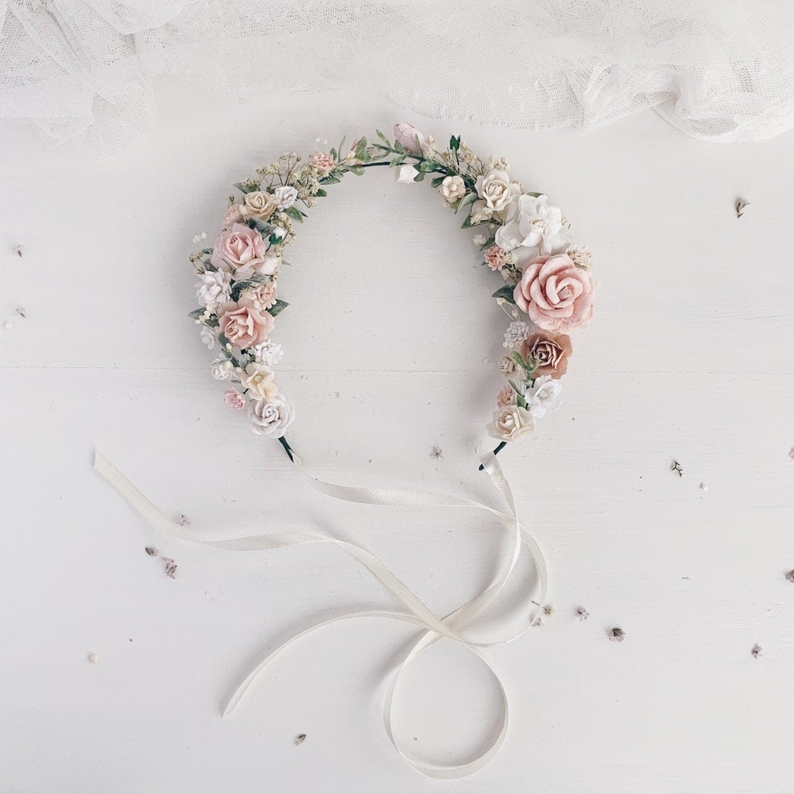 Flower Crown Flower Girl Crown Wedding Flower Crown Blush Etsy