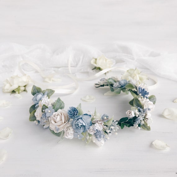 blue floral crown