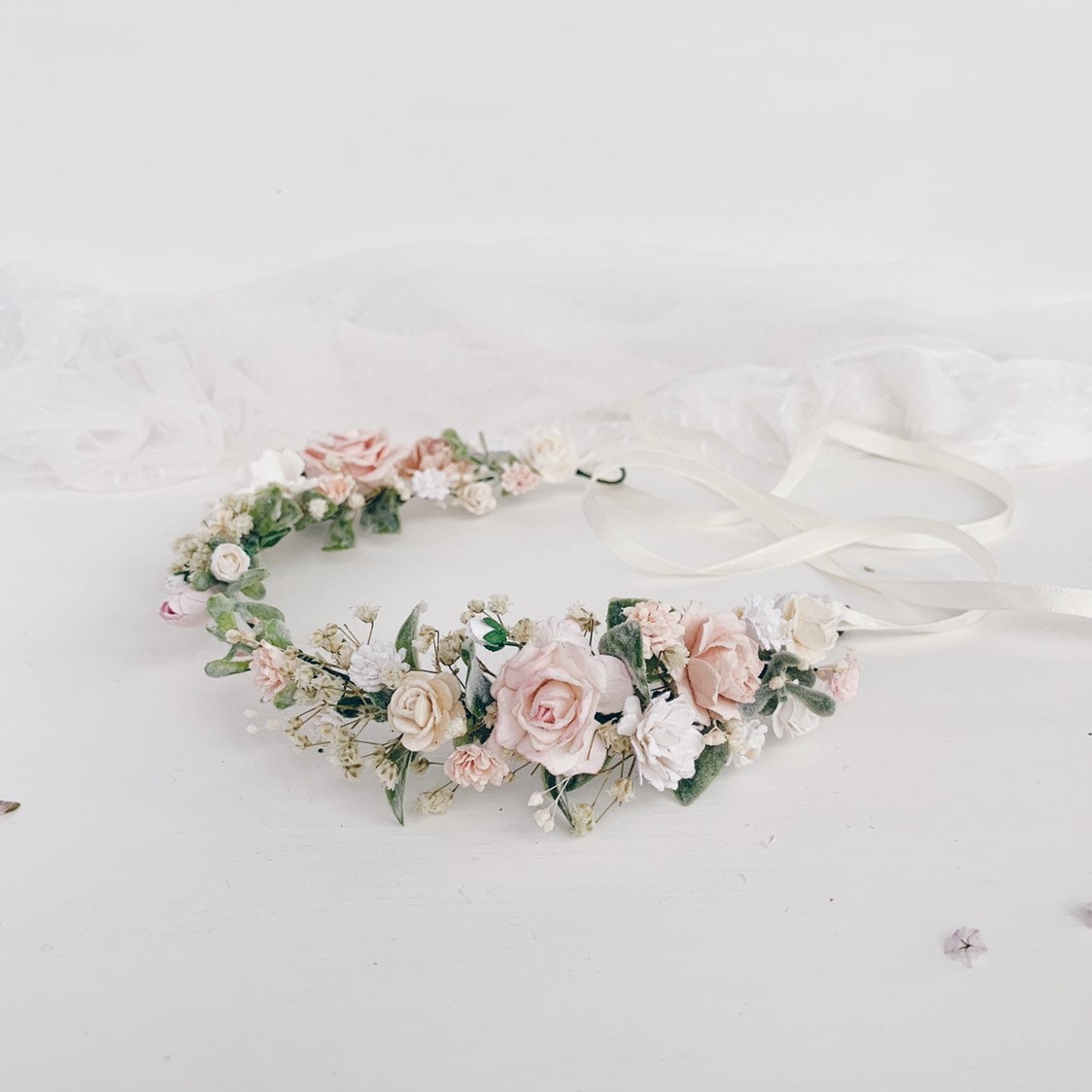 Flower Crown Flower Girl Crown Wedding Flower Crown Blush Etsy