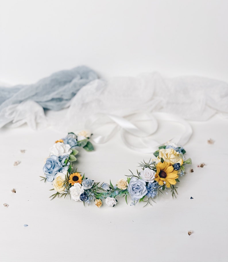 Flower crown Sunflower flower crown wedding Bridal flower Etsy