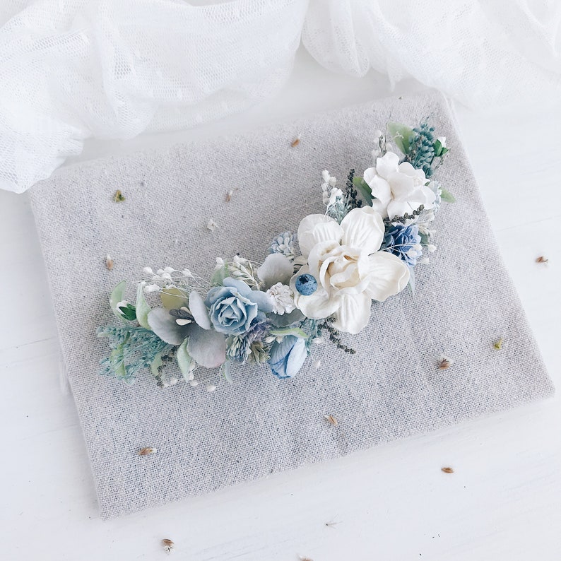 Bridal hair clip Flower hair comb Wedding headpiece Blue hair piece