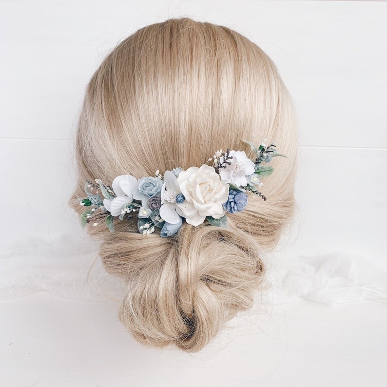 Bridal hair clip Flower hair comb Wedding headpiece Blue hair piece
