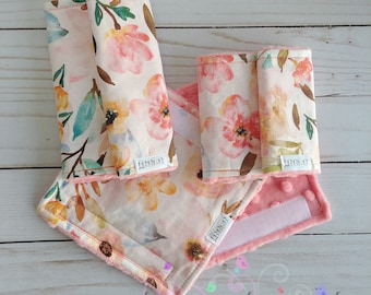 Watercolor floral | Strap covers | You choose the fabric | Stroller, Car seat strap covers | Seat belt covers