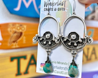 Silver statement earrings with gorgeous Turquoise teardrops