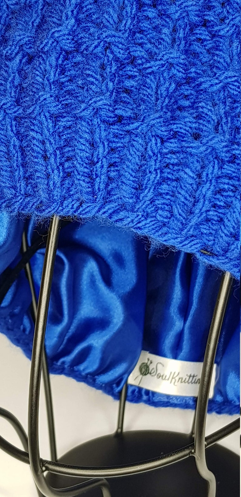 Royal Blue Satin lined Hat 9 Ridged Stitch