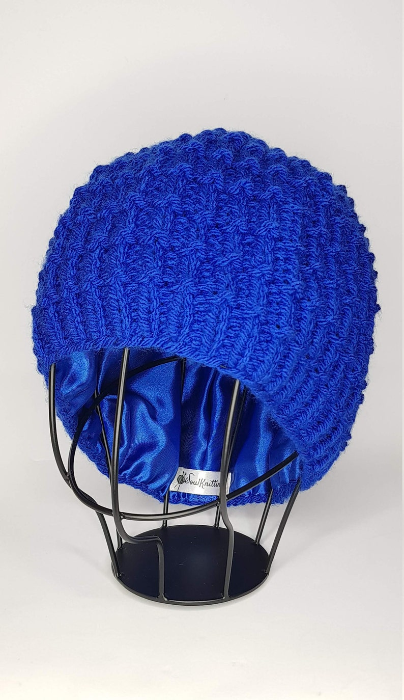 Royal Blue Satin lined Hat 9 Ridged Stitch