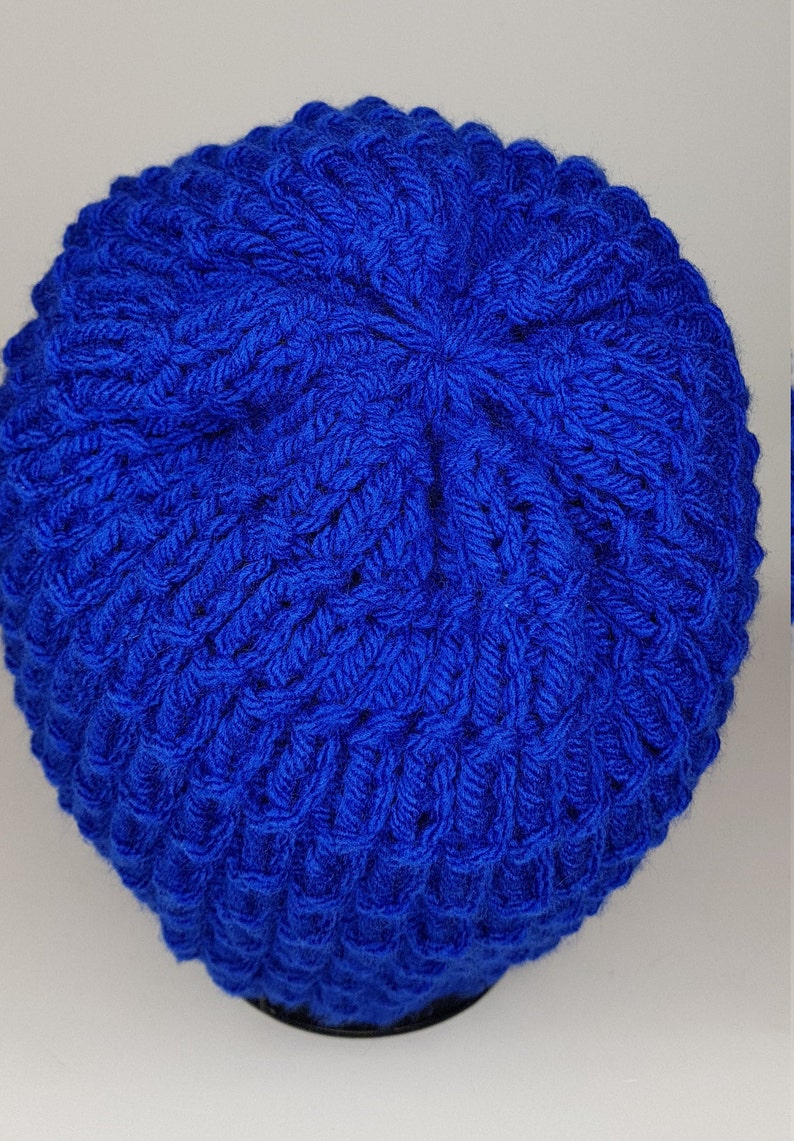 Royal Blue Satin lined Hat 9 Ridged Stitch