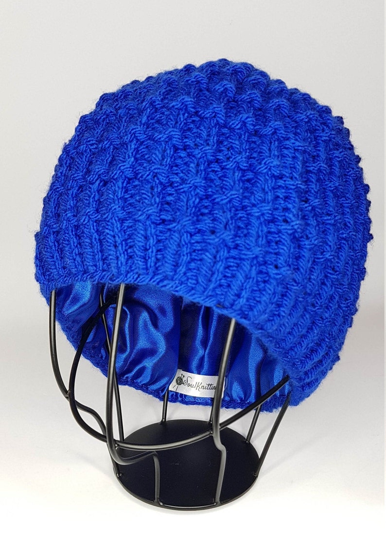 Royal Blue Satin lined Hat 9 Ridged Stitch