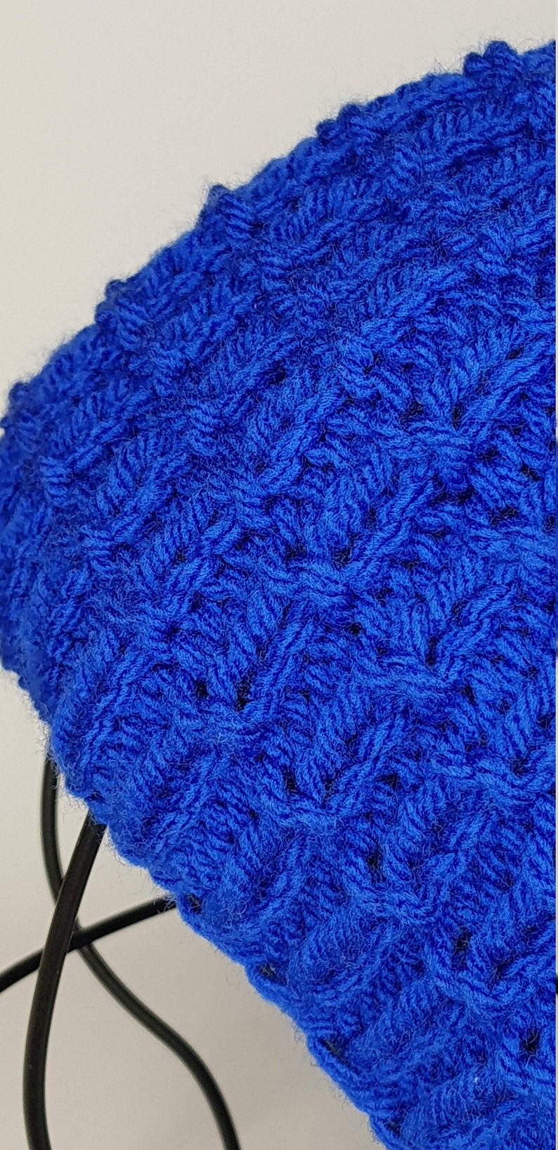 Royal Blue Satin lined Hat 9 Ridged Stitch