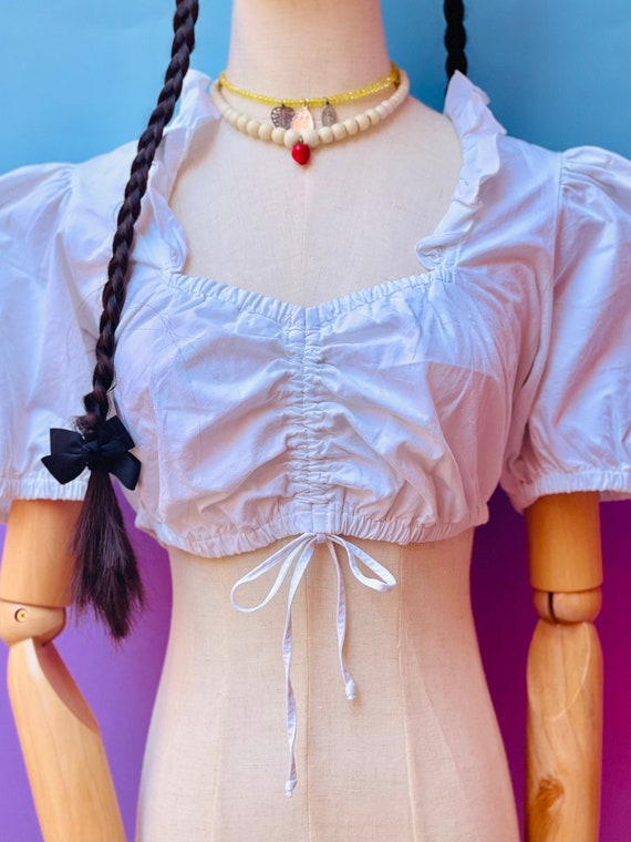 Austrian Dirndl Crop Top! Tyrolean Cropped shirt!