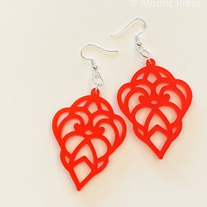 Geometric Pattern Frosted Red Earrings image 5