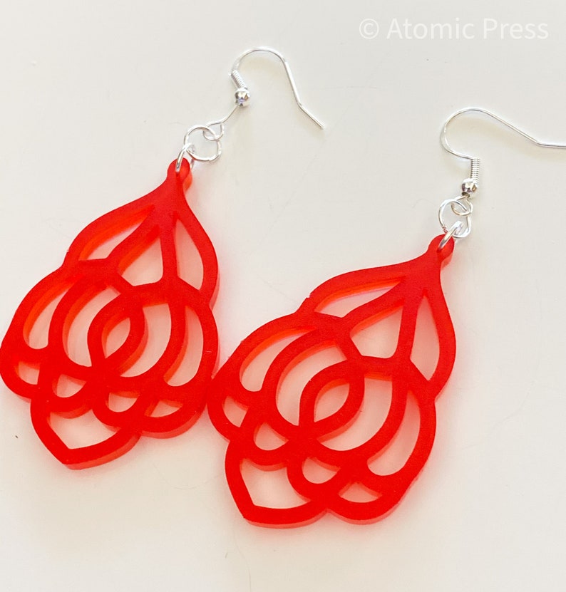 Geometric Pattern Frosted Red Earrings Option 2