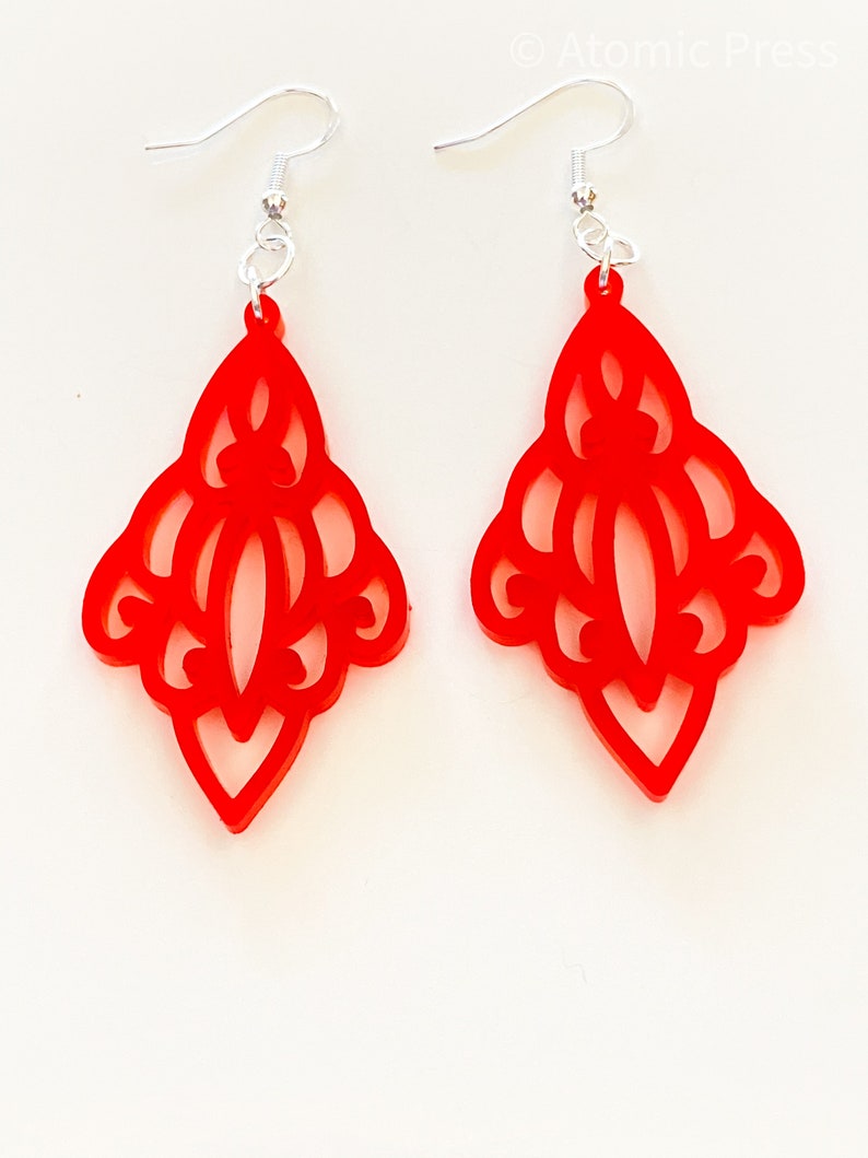 Geometric Pattern Frosted Red Earrings Option 1