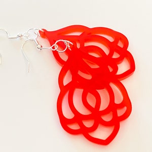 Geometric Pattern Frosted Red Earrings image 3