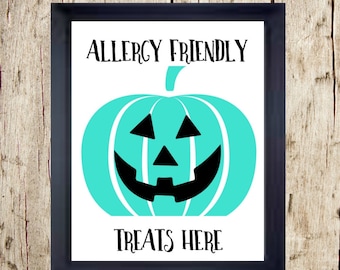 Teal Pumpkin Sign, Halloween Food Allergy Sign, Teal Pumpkin Project Sign, Allergy Safe Treats Sign, Teal Pumpkin, Teal Pumpkin Print