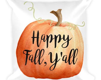 Happy Fall Y'all Pumpkin Pillow with Insert
