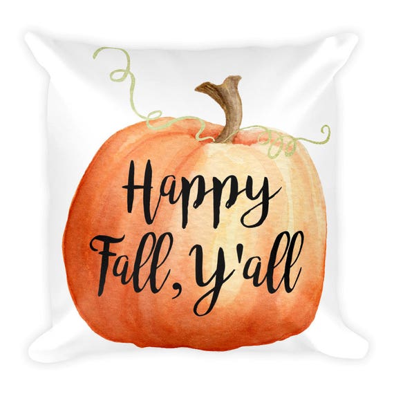 Happy Fall Y'all Pumpkin Pillow with Insert