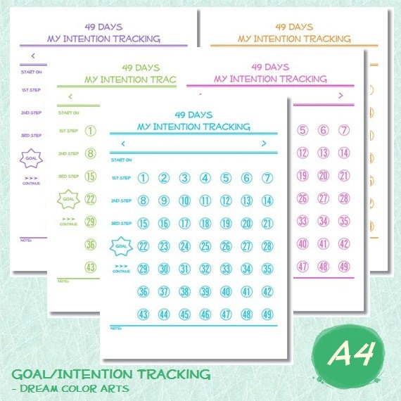 7 weeks daily goal tracker 49 days intention tracking monthly etsy daily goal tracker