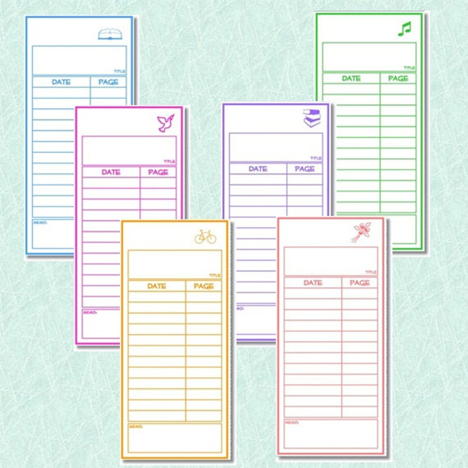 Printable Bookmark Book Reading Log Tracking Keeper Tracker Etsy