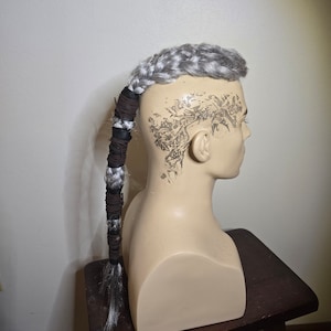 Gray, silver, salt and pepper.  - Ragnar Viking wig costume Battle Warrior larp cosplay  hairpiece wig
