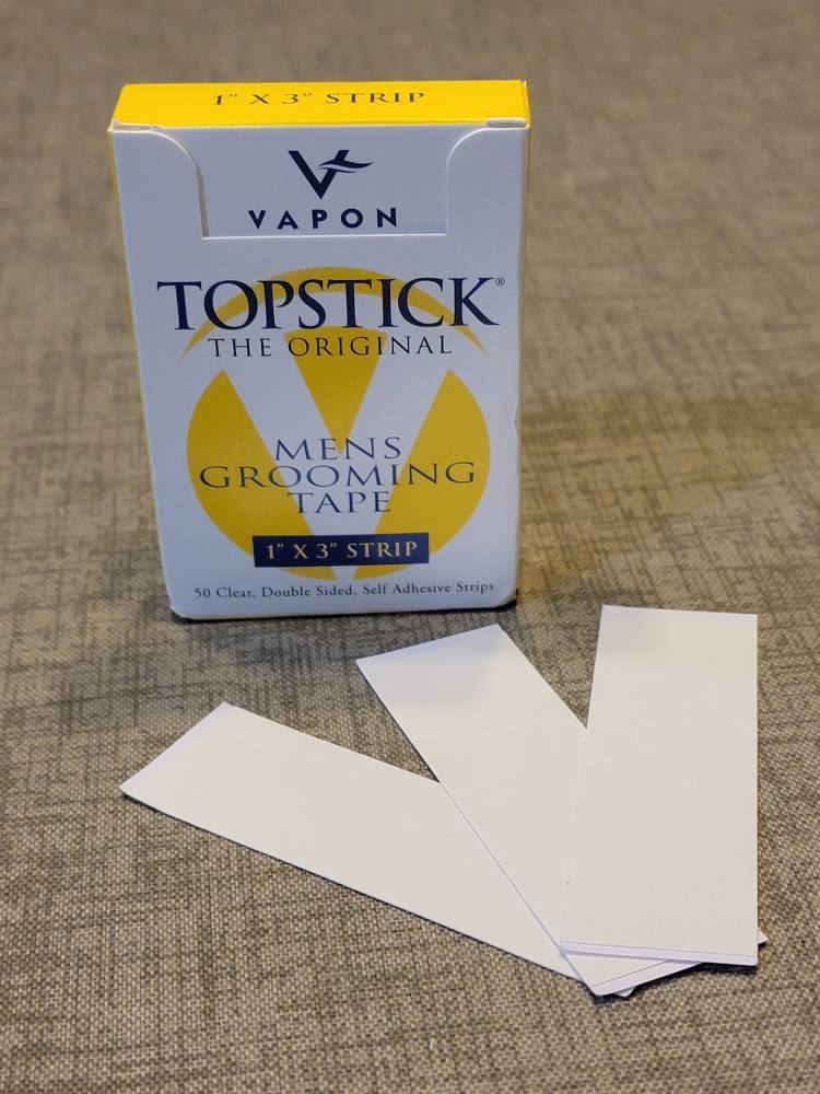 Vapon Topstick - The Original Men's Grooming Tape - Self Adhesive, Clear,  Double Sided Tape for Toupee and Wig Adhesive - 50 Count of 1 x 3 Strong