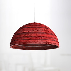LAMPADA SOSPENSIONE paralume rosso, organico, ecologico /Luna/2R/ immagine 2