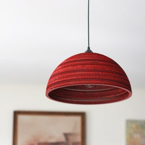 LAMPADA SOSPENSIONE paralume rosso, organico, ecologico /Luna/2R/ immagine 1