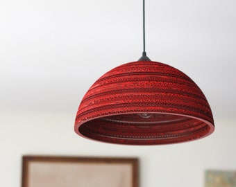 PENDANT LAMP- red, organic, eco-friendly ly lampshade |Luna/2R|