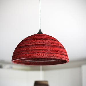 LAMPADA SOSPENSIONE paralume rosso, organico, ecologico /Luna/2R/ immagine 4