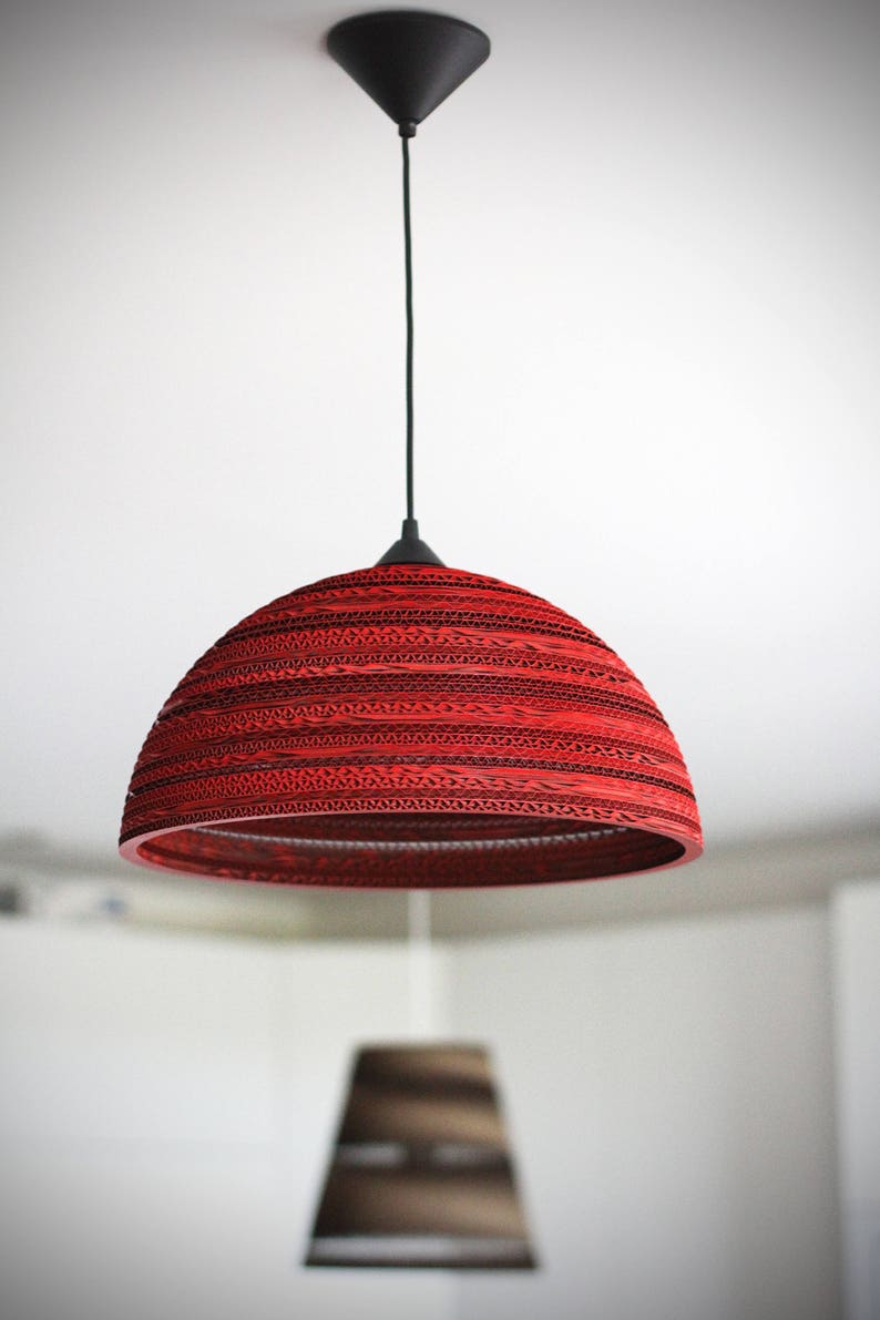 LAMPADA SOSPENSIONE paralume rosso, organico, ecologico /Luna/2R/ immagine 4