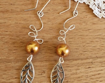 Sterling Leaf Earrings, Sterling Fall Earrings, Sterling Autumn Earrings,  Boho Earrings, Womens Gift Ideas