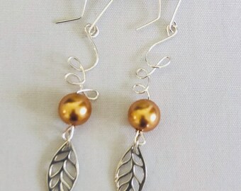 Sterling Leaf Earrings, Sterling Fall Earrings, Sterling Autumn Earrings,  Boho Earrings, Womens Gift Ideas