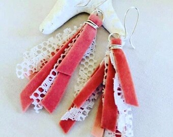 Tassel Earrings, Suede Earrings, Lace Earrings, Boho Earrings, Chic Earrings, Womens Gift Ideas