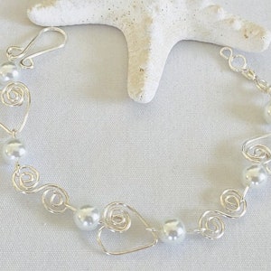 Wire Heart Bracelet, Wedding Bracelet, Wire Spiral Bracelet, Valentine Bracelet, Womens Gift Ideas
