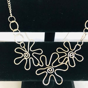 Wire Flower Necklace, Boho Flower Necklace, Hippie Flower Necklace, Plumeria Necklace, Womens Gift Ideas