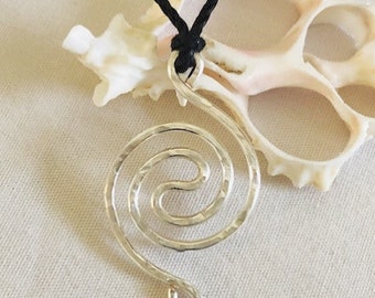 Spiral Hammered Necklace, Statement Necklace, Hammered Necklace, Womens Gift Ideas