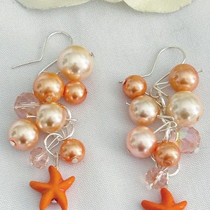 Starfish Charm Earrings, Beach Theme Earrings, Tropical Earrings, Womens Gift Ideas