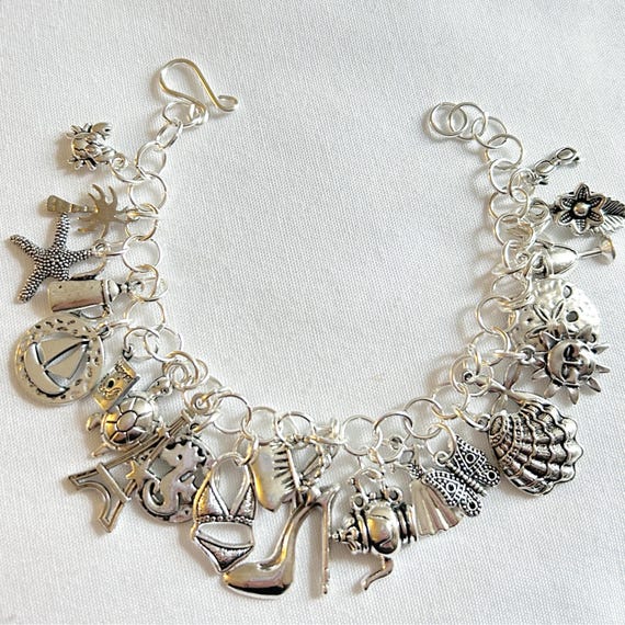Loaded Charm Bracelet, Chunky Bracelet, One of a kind Bracelet, Beach Bracelet, Diva Bracelet, Nature Bracelet, Travel Bracelet